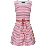 D0234 Платье для девочки, цвет белый с красными полосками
