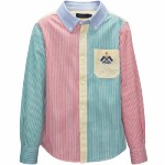 M0142 Рубашка с длинным рукавом для мальчика, в полоску, мультицвет