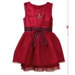 D652 Платье без рукавов для девочки, темно-красное