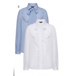 117G2602 Блузка с длинными рукавами для девочки, цвет белый и голубой