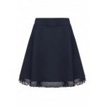 119G3302 Трикотажная юбка с гофрированной тесьмой для девочки, цвет темно-синий и темно-серый меланж