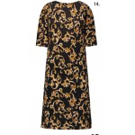126W4103 Трикотажное платье с орнаментом Арабеск с рукавами 3/4 для женщин. Цвет темно-коричневый