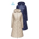 146W1202 Стеганое демисезонное пальто для женщин. Цвет Бежевый, Синий.