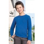 117B2902 Трикотажная футболка с длинными рукавами для мальчика, цвета: ярко-синий, серый меланж