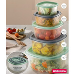 арт.910695 Набор пластиковых контейнеров с крышками (5 шт.)