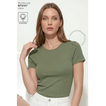 Футболка приталенная женская. Цвет голубой, телесный, синий, черный, марсала, хаки. BTS101-BTS109